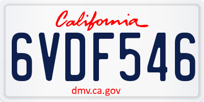 CA license plate 6VDF546
