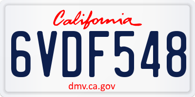 CA license plate 6VDF548