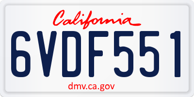 CA license plate 6VDF551