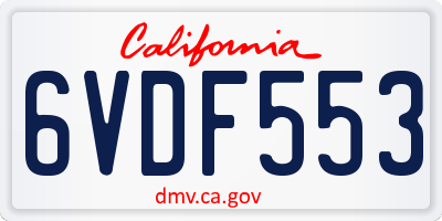 CA license plate 6VDF553