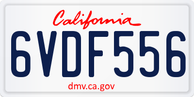 CA license plate 6VDF556