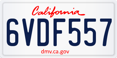 CA license plate 6VDF557
