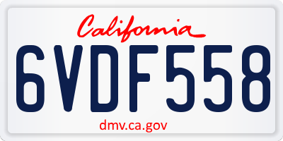 CA license plate 6VDF558