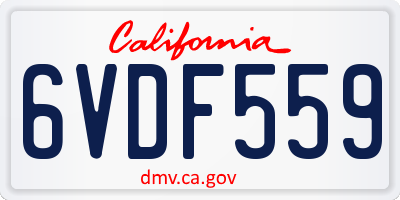 CA license plate 6VDF559