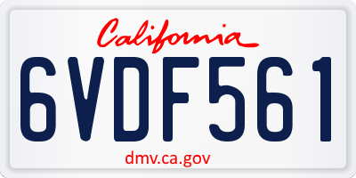 CA license plate 6VDF561