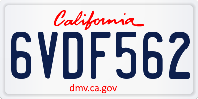 CA license plate 6VDF562