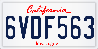 CA license plate 6VDF563