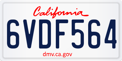 CA license plate 6VDF564