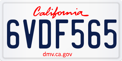CA license plate 6VDF565