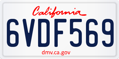 CA license plate 6VDF569