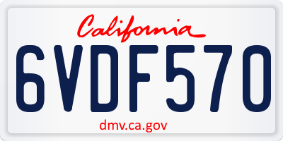 CA license plate 6VDF570