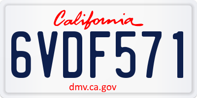 CA license plate 6VDF571