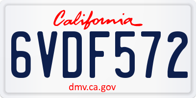 CA license plate 6VDF572