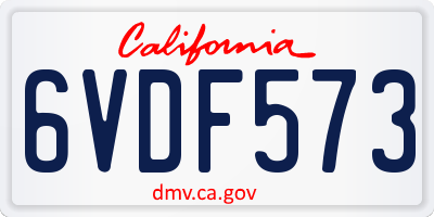 CA license plate 6VDF573