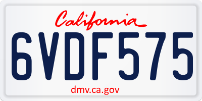CA license plate 6VDF575