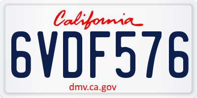 CA license plate 6VDF576