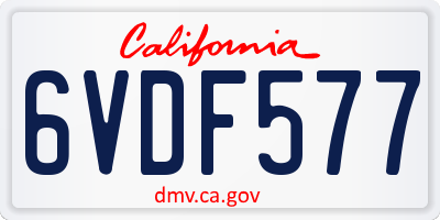 CA license plate 6VDF577