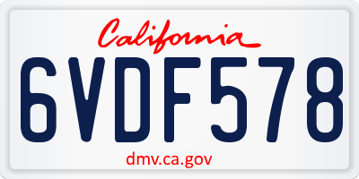 CA license plate 6VDF578