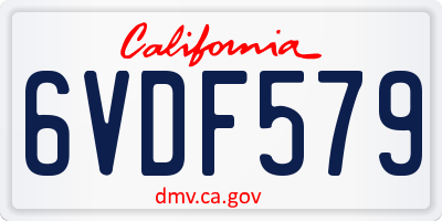 CA license plate 6VDF579