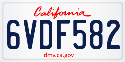CA license plate 6VDF582