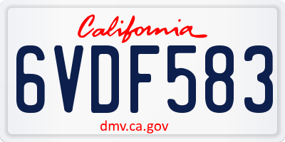 CA license plate 6VDF583