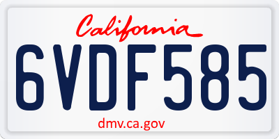 CA license plate 6VDF585