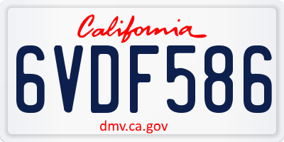 CA license plate 6VDF586