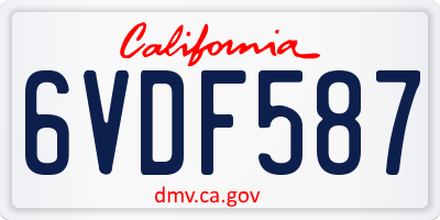 CA license plate 6VDF587