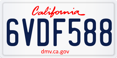 CA license plate 6VDF588