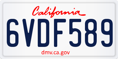 CA license plate 6VDF589