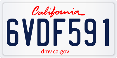 CA license plate 6VDF591
