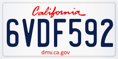 CA license plate 6VDF592