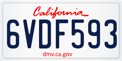 CA license plate 6VDF593