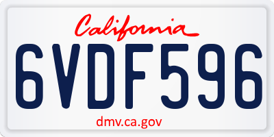 CA license plate 6VDF596
