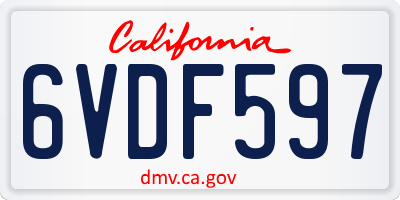 CA license plate 6VDF597