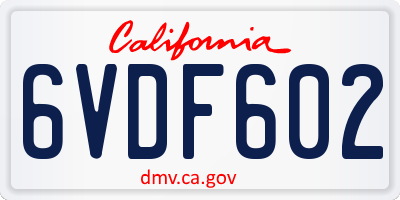 CA license plate 6VDF602