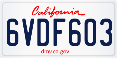 CA license plate 6VDF603