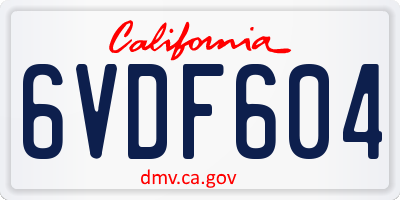 CA license plate 6VDF604