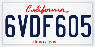 CA license plate 6VDF605