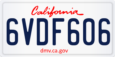 CA license plate 6VDF606