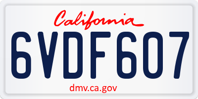 CA license plate 6VDF607