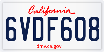 CA license plate 6VDF608