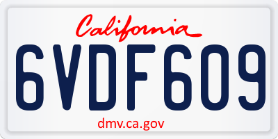 CA license plate 6VDF609