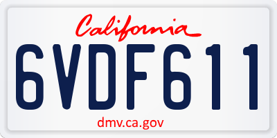 CA license plate 6VDF611