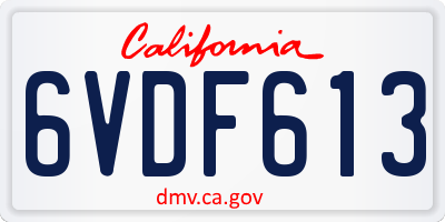 CA license plate 6VDF613