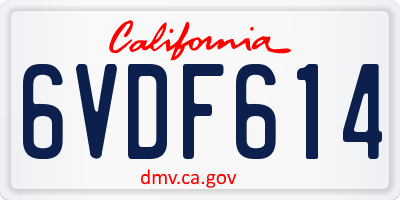 CA license plate 6VDF614