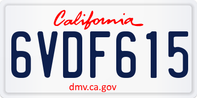 CA license plate 6VDF615