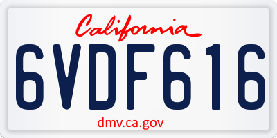 CA license plate 6VDF616