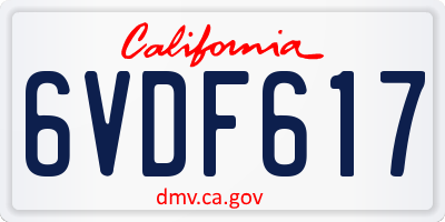 CA license plate 6VDF617