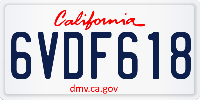 CA license plate 6VDF618